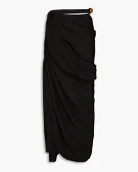 Jacquemus Embellished draped twill maxi skirt - Black Black