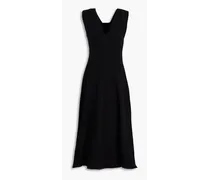 Twisted wool-blend midi dress - Black