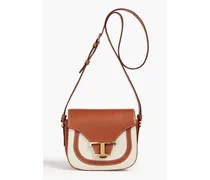 Tracollina leather and canvas shoulder bag - Brown