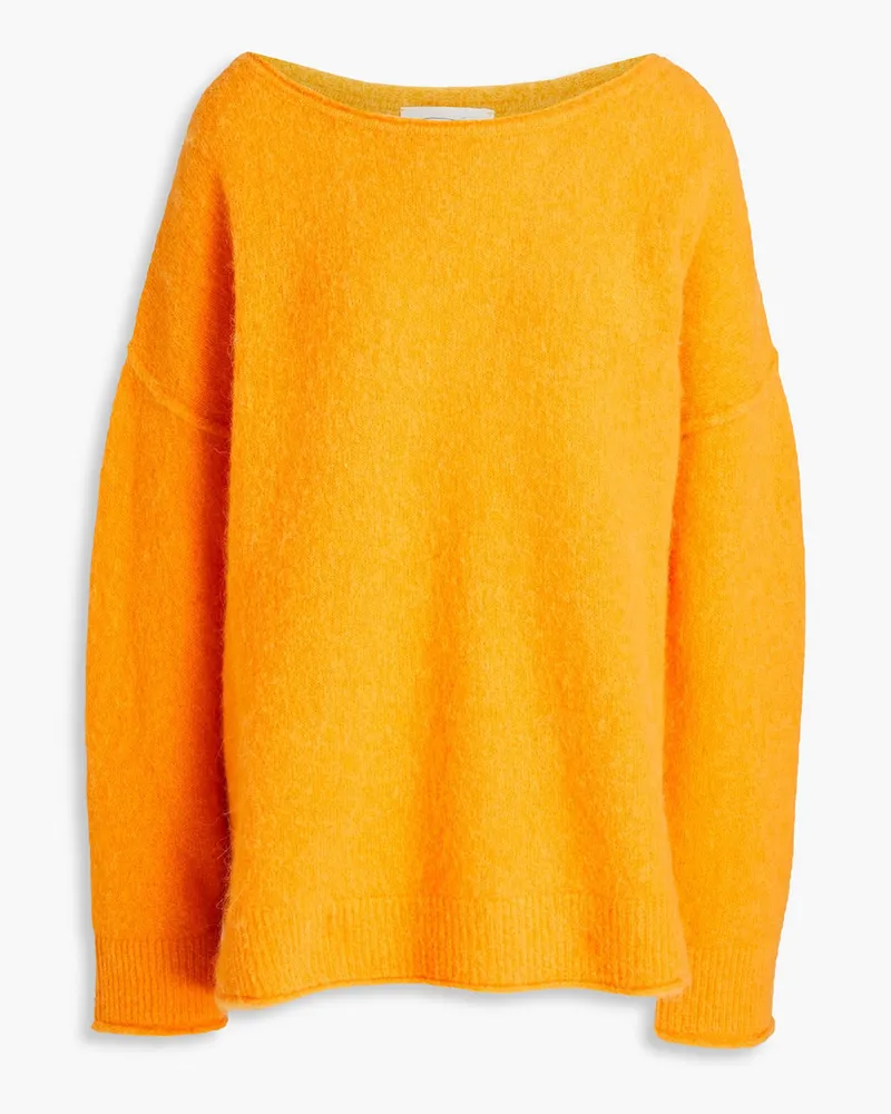 Oversized brushed knitted sweater - Yellow