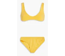 Cotton-blend terry bikini - Yellow