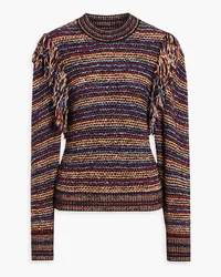 Ulla Johnson Arquette fringed striped cotton-blend sweater - Blue Blue