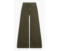Pixie stretch-cotton twill wide-leg pants - Green