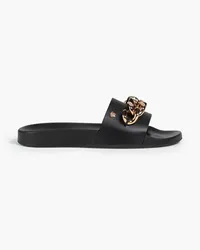 Versace Chain-embellished leather slides - Black Black