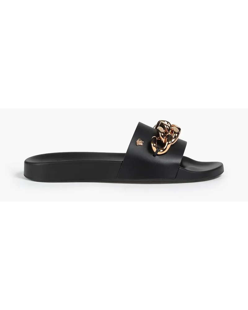 Versace Chain-embellished leather slides - Black Black