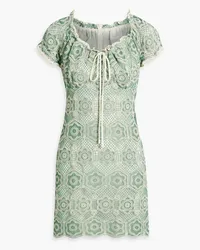 Anna Sui Cotton-blend crocheted lace mini dress - Green Green