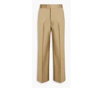 Pleated cotton-twill chinos - Neutral