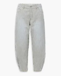 tibi Brancusi Stonewash striped mid-rise tapered jeans - Blue Blue