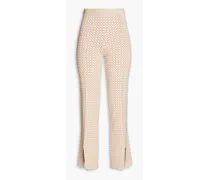 Jacquard-knit straight-leg pants - Pink