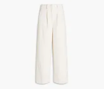 Pleated bouclé wide-leg pants - White
