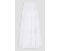 Guipure lace and cotton-blend voile maxi skirt - White