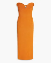 GALVAN Strapless ribbed-knit midi dress - Orange Orange