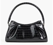 Dimple croc-effect leather shoulder bag - Black