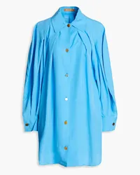 REJINA PYO Mattie pleated Lyocell mini shirt dress - Blue Blue