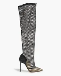 Gianvito Rossi Celia fishnet over-the-knee boots - Black Black