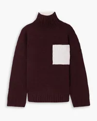 J.W.Anderson Two-tone knitted turtleneck sweater - Burgundy Burgundy