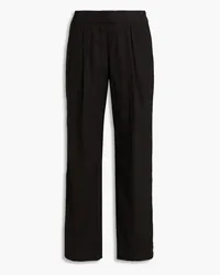 James Perse Pleated linen-blend straight-leg pants - Black Black