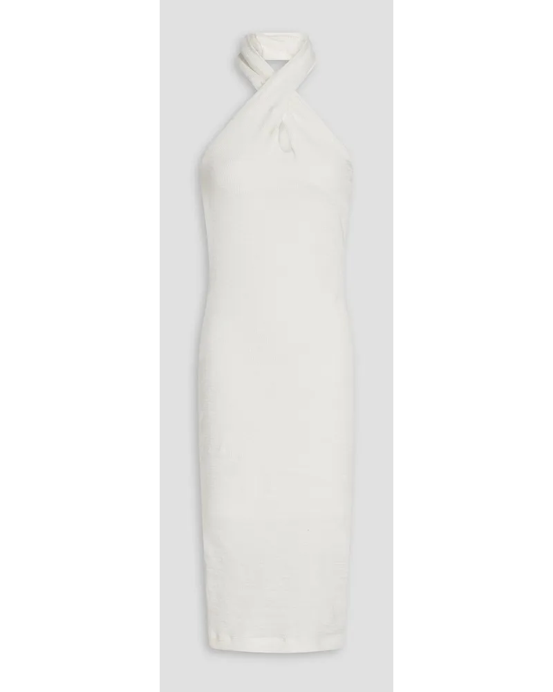 Enza Costa Cutout ribbed cotton-blend jersey halterneck midi dress - White White