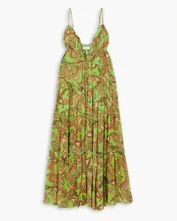 A.L.C. Gemma tiered printed silk-crepon maxi dress - Green Green