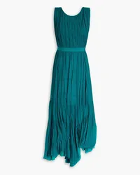 Ulla Johnson Sarai gathered silk-crepon maxi dress - Blue Blue