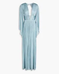 Maria Lucia Hohan Thais embellished cutout plissé-silk gown - Blue Blue