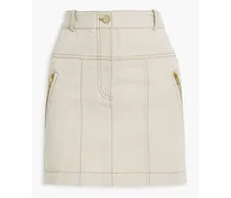 Cotton and linen-blend mini skirt - Neutral