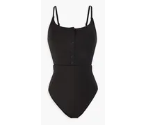 Lola stretch-jacquard swimsuit - Black