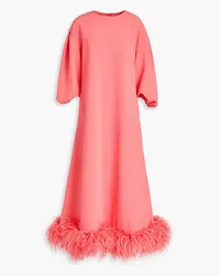 Huishan Zhang Feather-trimmed crepe midi dress - Orange Orange