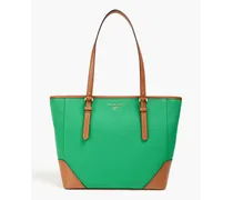 Aria leather-trimmed canvas tote - Green