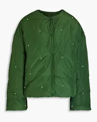 SLEEPER Oversized faux pearl-embellished shell jacket - Green Green