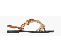 Capri embellished leather sandals - Metallic