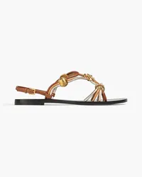 Tory Burch Capri embellished leather sandals - Metallic Metallic