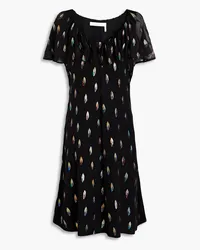 See by Chloé Metallic silk-blend jacquard and crepon dress - Black Black