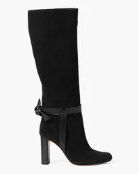 Alexandre Birman Saddlery Clarita leather-trimmed suede knee boots - Black Black