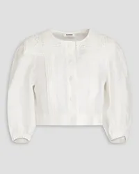 Sandro Cropped guipure lace-trimmed gauze top - White White