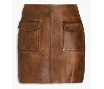 Leather mini skirt - Brown