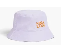 Embroidered shell bucket hat - Purple