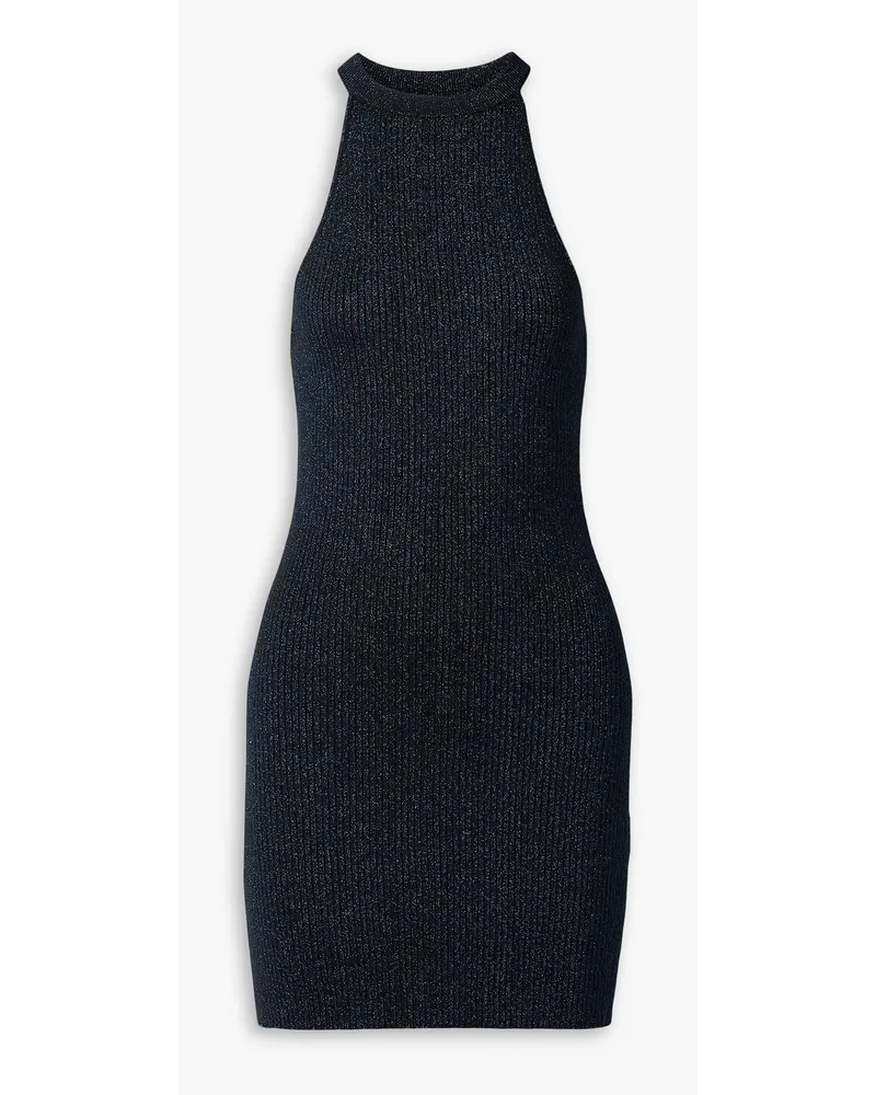 Christopher Kane Metallic ribbed-knit mini dress - Blue Blue
