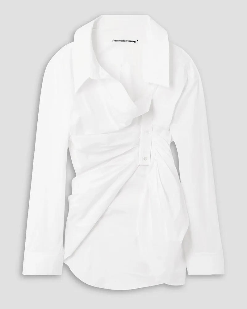 Alexander Wang Athena asymmetric draped stretch-cotton poplin shirt - White White