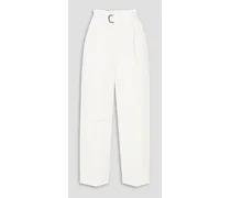 Space For Giants belted linen tapered pants - White