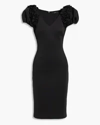 Badgley Mischka Floral-appliquéd scuba dress - Black Black