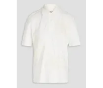 Embellished cotton-piqué polo shirt - White
