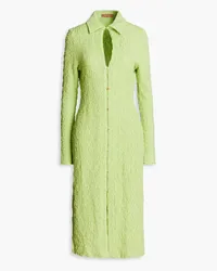 REJINA PYO Sana cotton-blend seersucker midi dress - Green Green