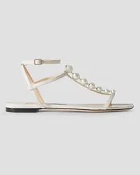 Jimmy Choo Amari faux pearl-embellished leather sandals - White White