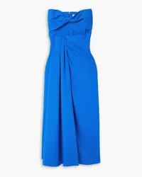 Mara Hoffman Samara strapless cutout cotton-seersucker midi dress - Blue Blue