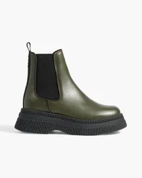 Ganni Leather platform Chelsea boots - Green Green