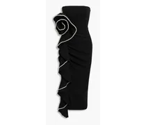 Strapless embellished crepe midi dress - Black