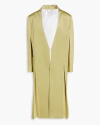 Victoria Beckham Tweed-paneled satin-crepe coat - Green Green