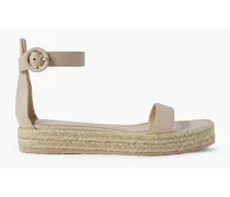 Leather espadrille platform sandals - Neutral