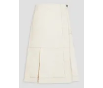 Ripstop-paneled cotton-canvas midi skirt - White